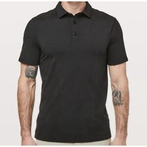 Lululemon Evolution Men Black Polo Short Sleeve Shirt L Golf Stretch Performance